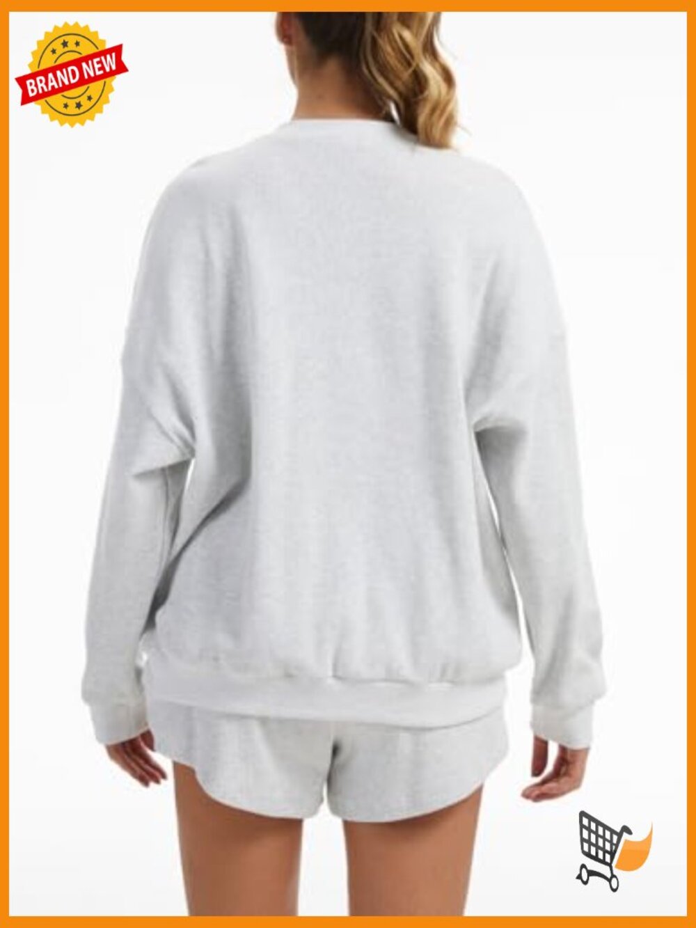 Oversized Waffle Knit Lounge Set - Long Sleeve Henley Sweatshirt & High Waisted - Picture 4 of 7